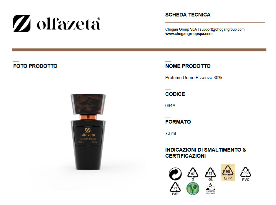 Parfum Olfazeta 30 ml Homme inspiré de SAUVAGE de DIOR - Code : 394 