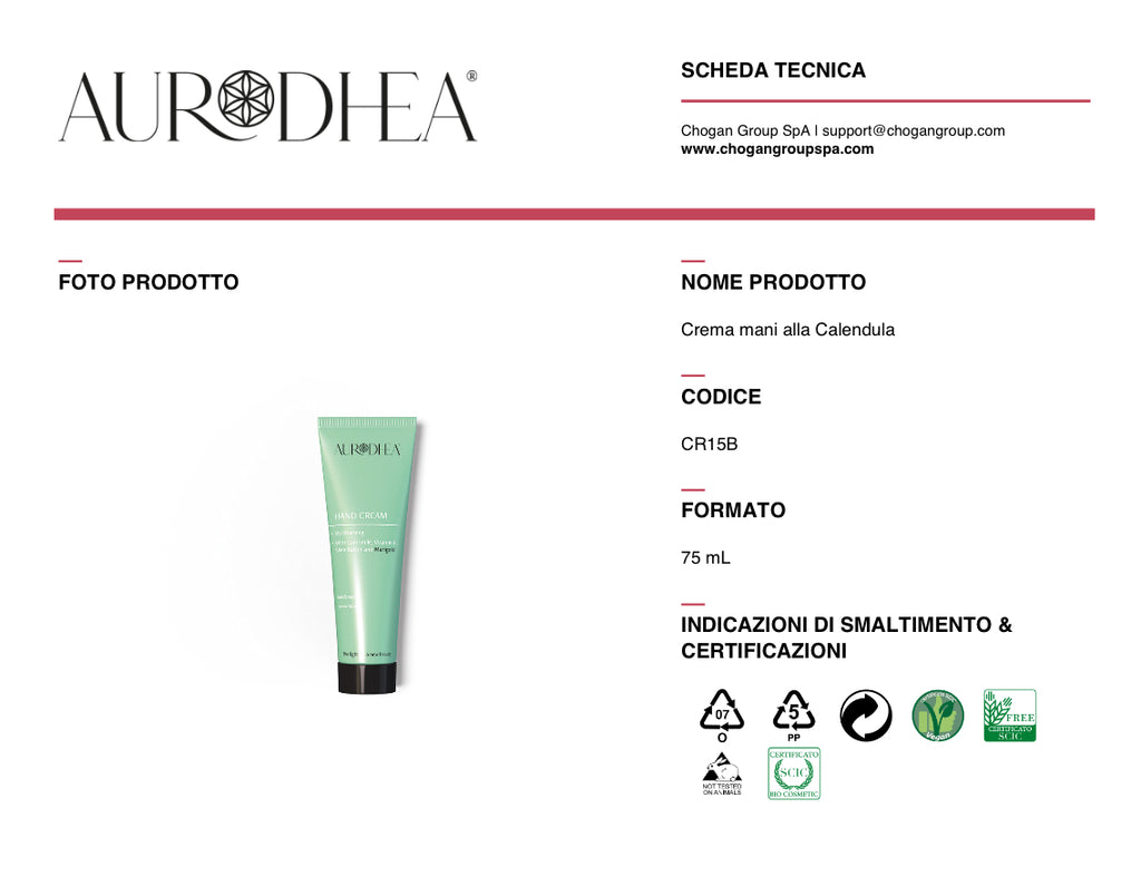AURODHEA Crema mani alla Calendula - cod. CR15B