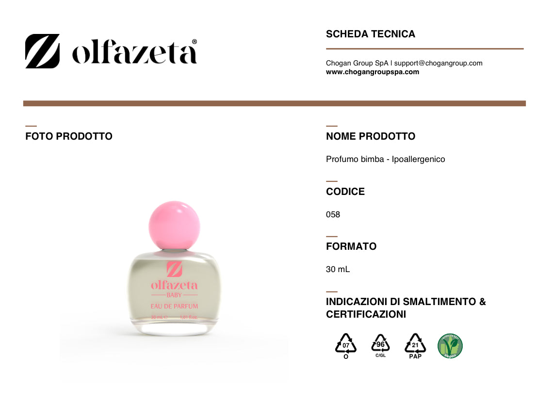 Olfazeta profumo bambina 30ml ipoallergenico - cod. 058