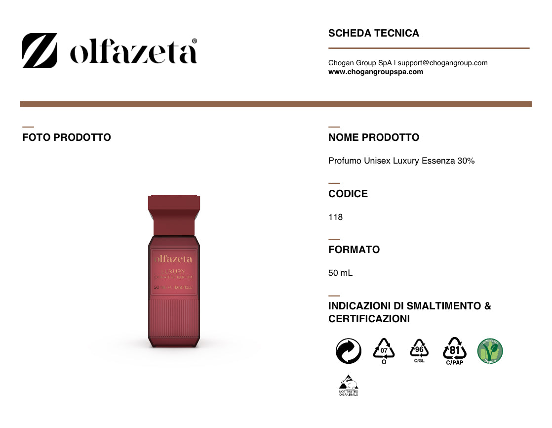 Olfazeta profumo Unisex Luxury 50ml - cod. 118