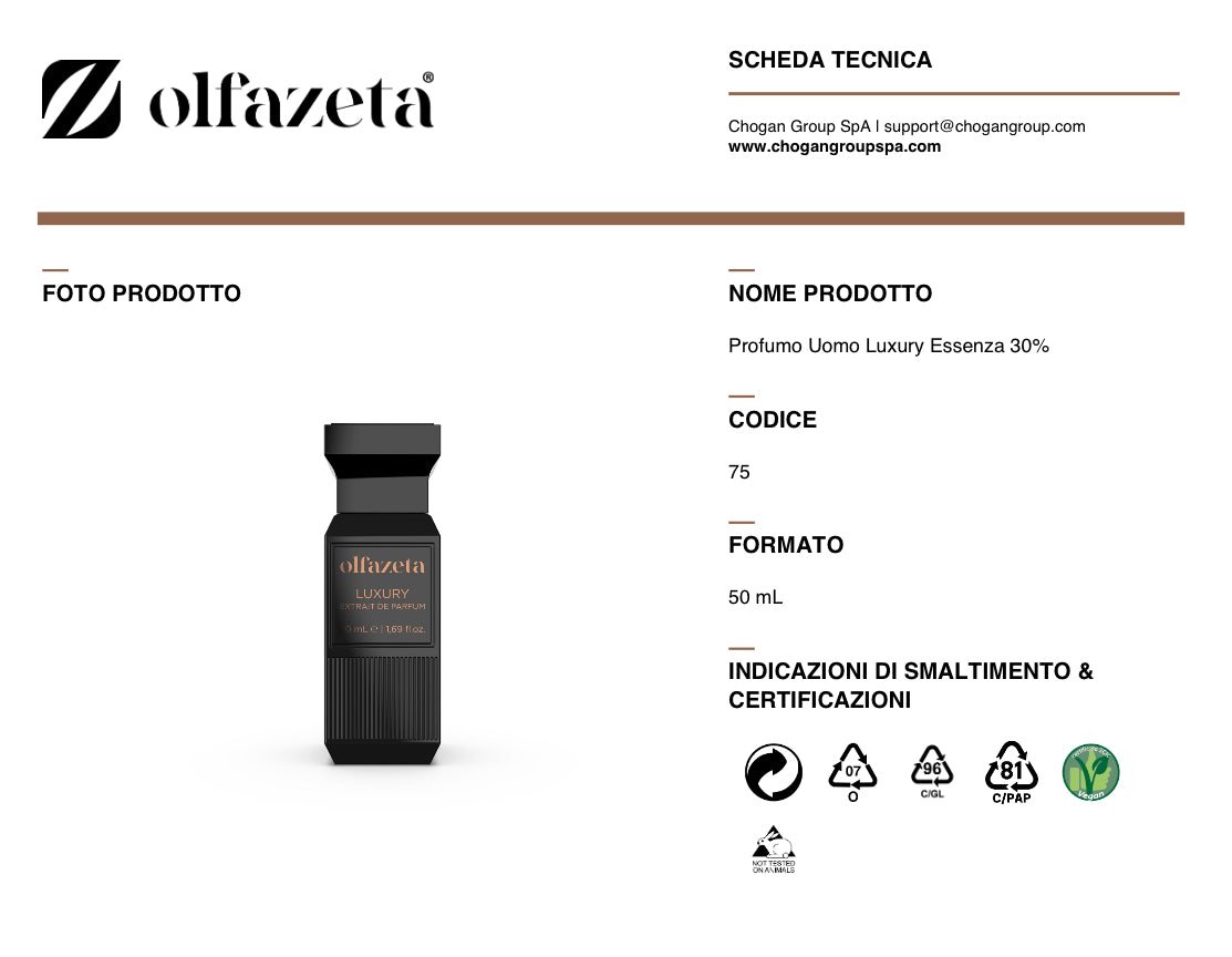 Olfazeta profumo Uomo Luxury 50ml - cod. 075