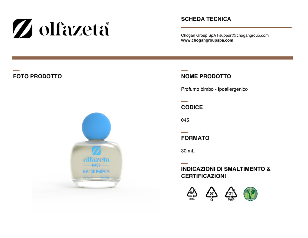Olfazeta profumo bambino 30ml ipoallergenico - cod. 045