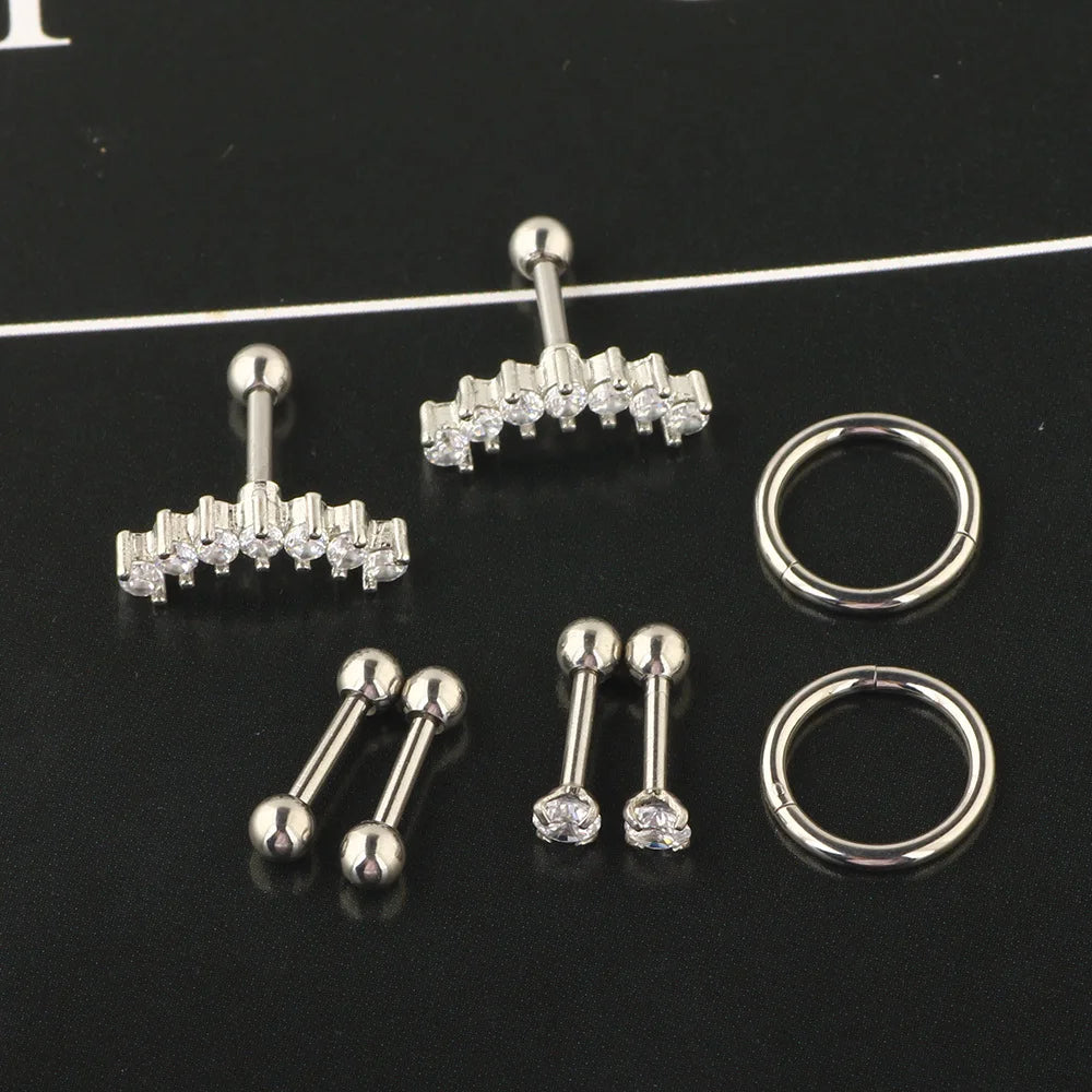 Set di orecchini alla moda in cristallo e acciaio inossidabile