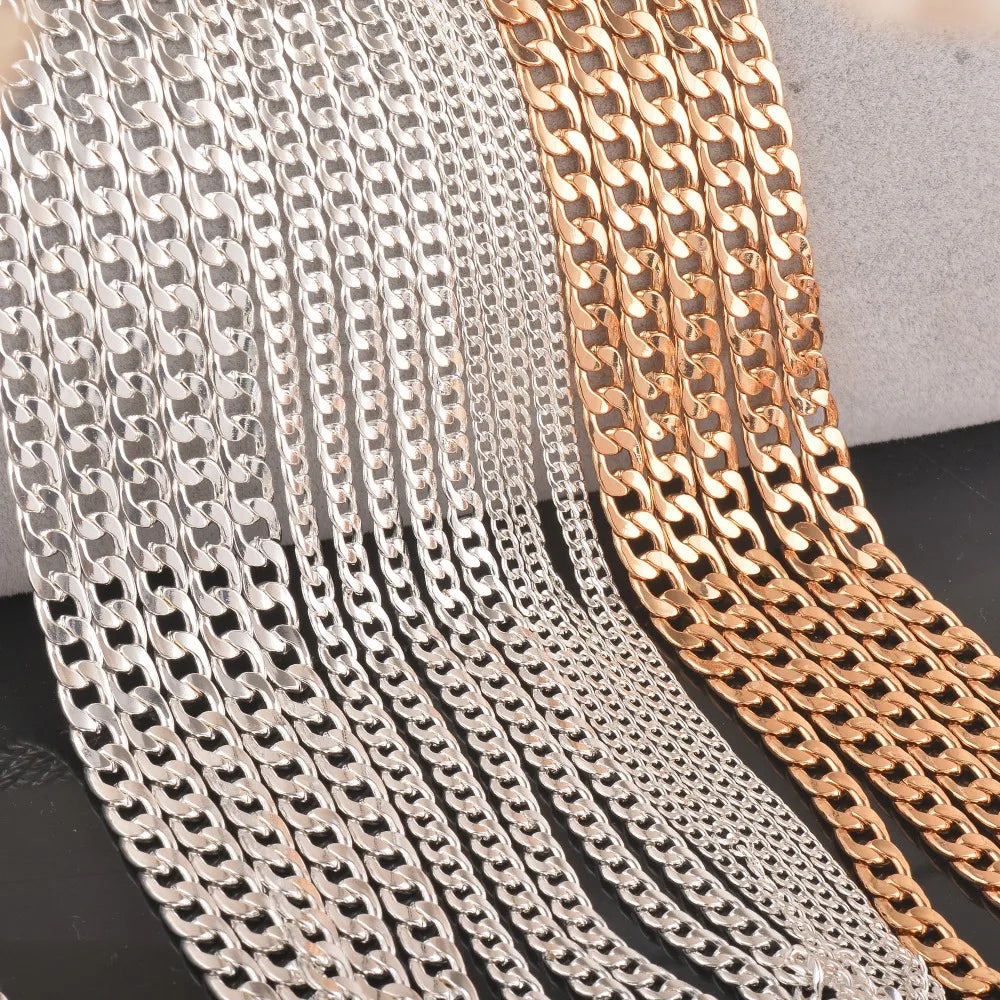 Collana a Maglia Cubana – 1 Pezzo, Placcata Argento o Oro, Lunghezza Personalizzabile