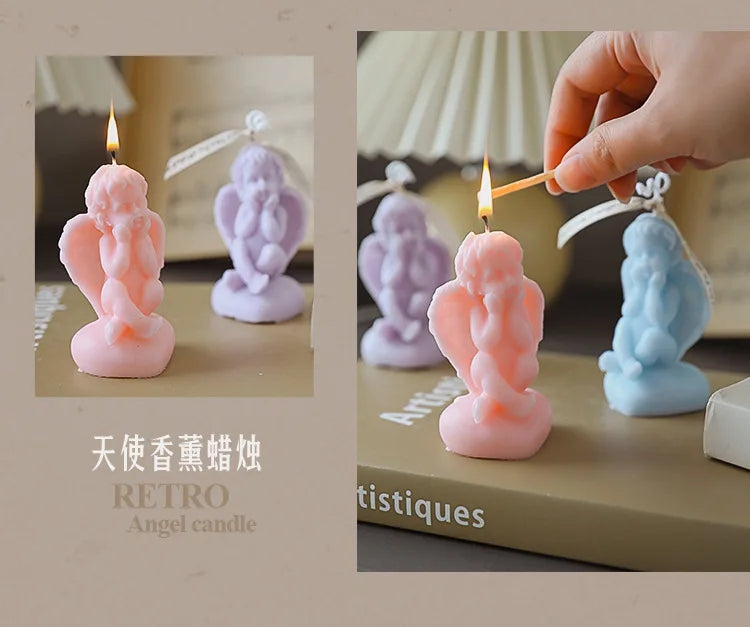 Candela decorativa a forma di angioletto