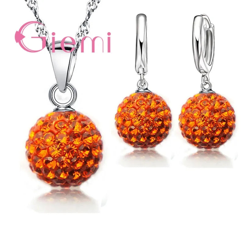 Set di Gioielli in Argento 925 con Cristallo Austriaco – Orecchini a Monachella e Collana con Pendente