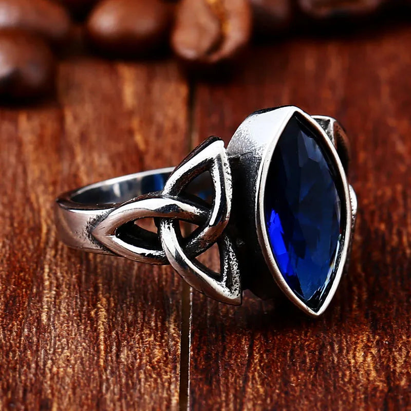 BEIER  NEW Anello celtico vichingo in acciaio inossidabile con zirconi