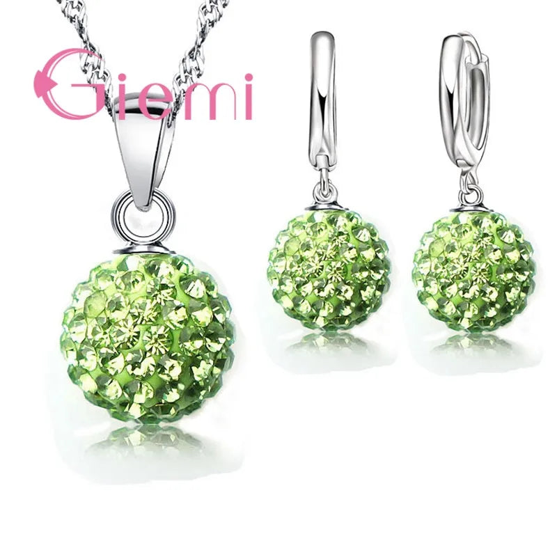 Set di Gioielli in Argento 925 con Cristallo Austriaco – Orecchini a Monachella e Collana con Pendente