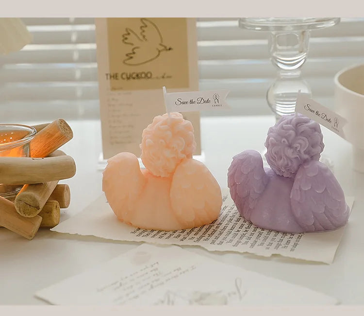 Candela decorativa a forma di angioletto