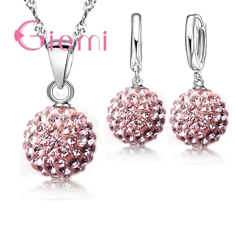Set di Gioielli in Argento 925 con Cristallo Austriaco – Orecchini a Monachella e Collana con Pendente