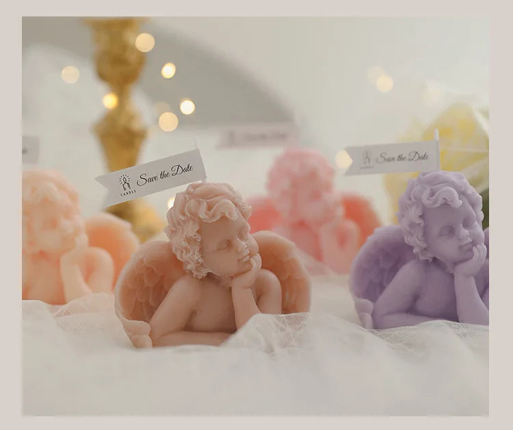 Candela decorativa a forma di angioletto