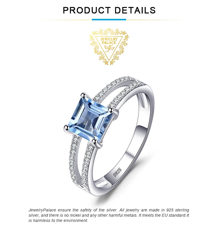 Anello principessa con zircone azzurro stile principessa