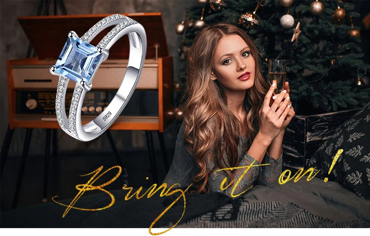 Anello principessa con zircone azzurro stile principessa