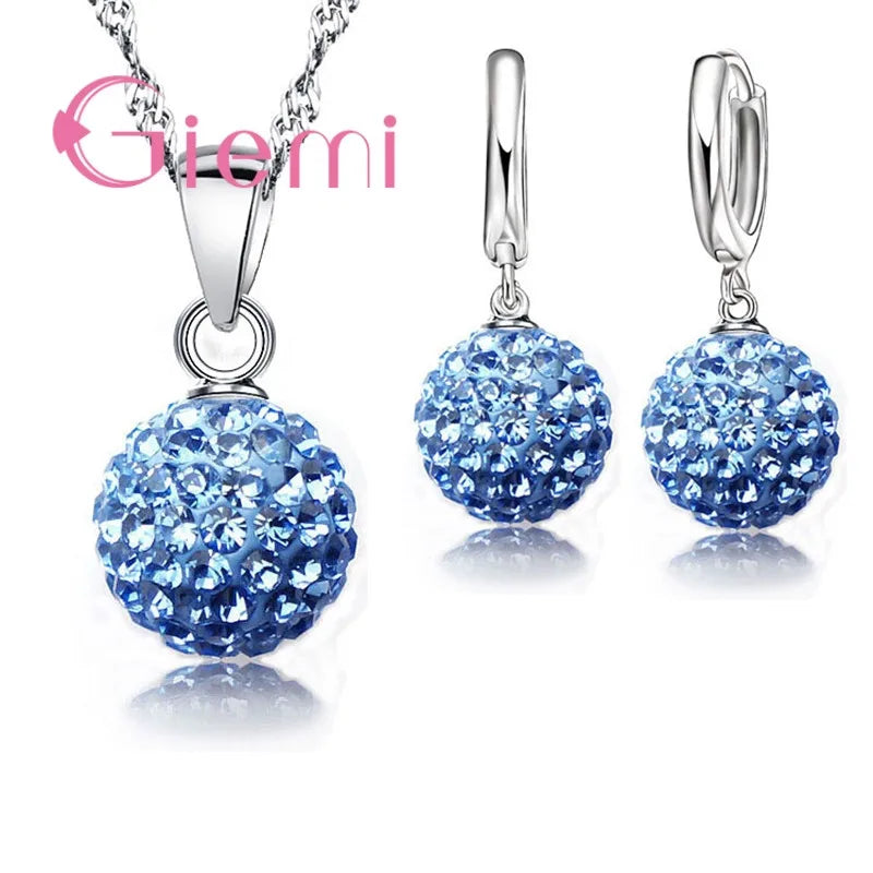 Set di Gioielli in Argento 925 con Cristallo Austriaco – Orecchini a Monachella e Collana con Pendente