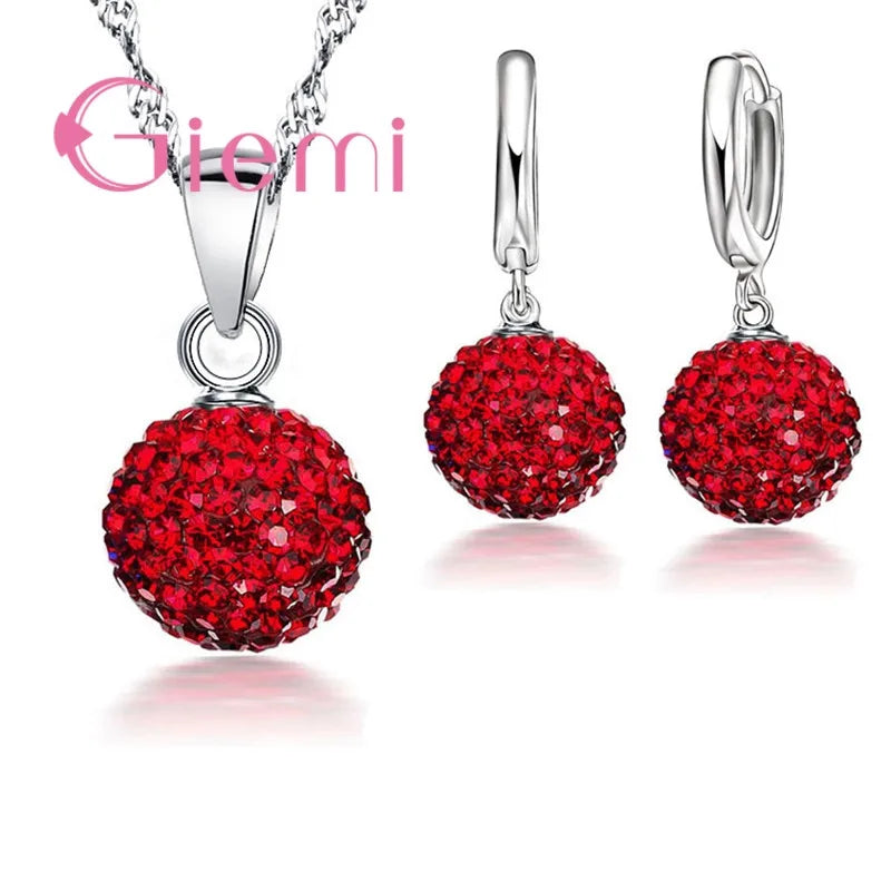 Set di Gioielli in Argento 925 con Cristallo Austriaco – Orecchini a Monachella e Collana con Pendente