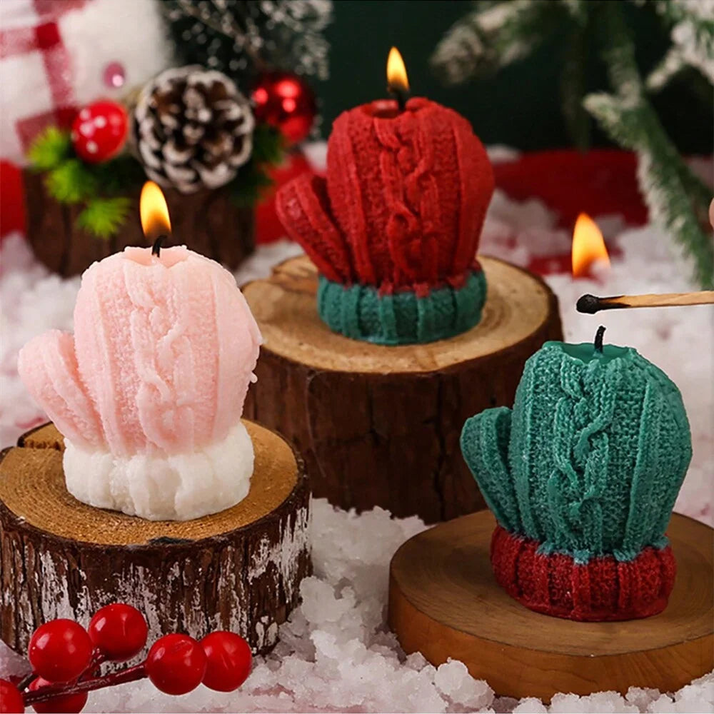 Candela decorativa profumata a forma di guanto natalizio