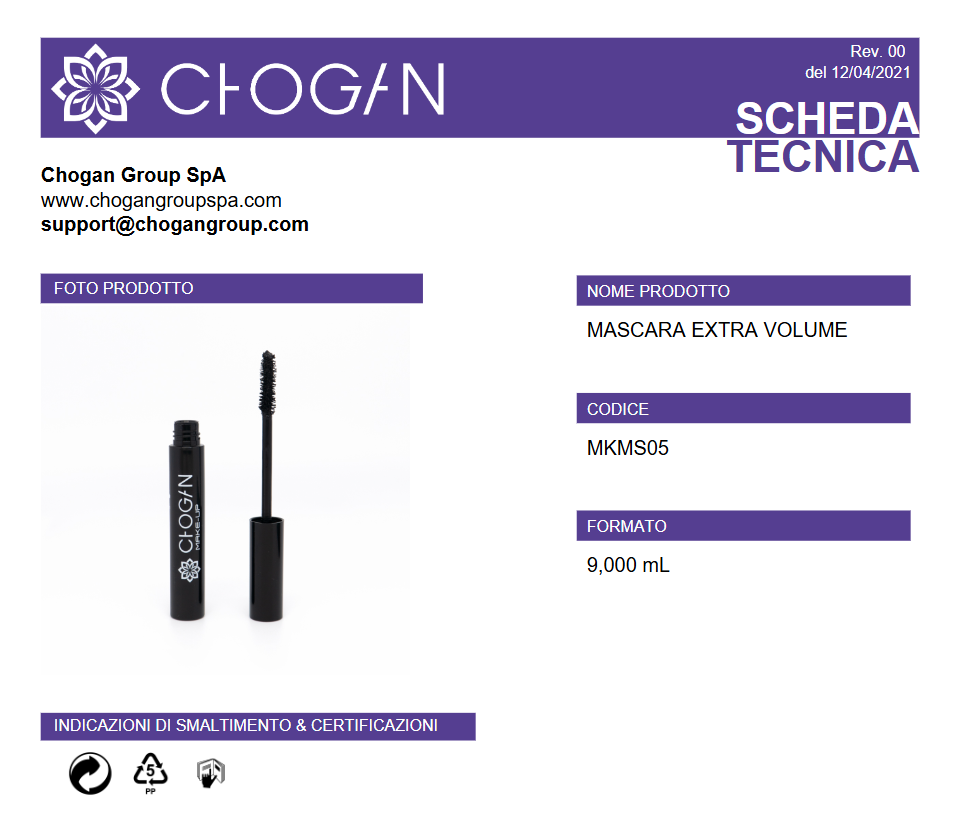 CHOGAN MASCARA EXTRA VOLUME - Cod. MKMS05