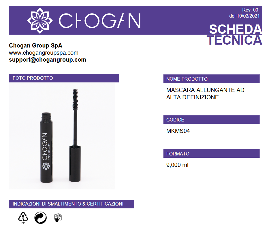 CHOGAN MASCARA ALLUNGANTE AD ALTA DEFINIZIONE - Cod. MKMS04