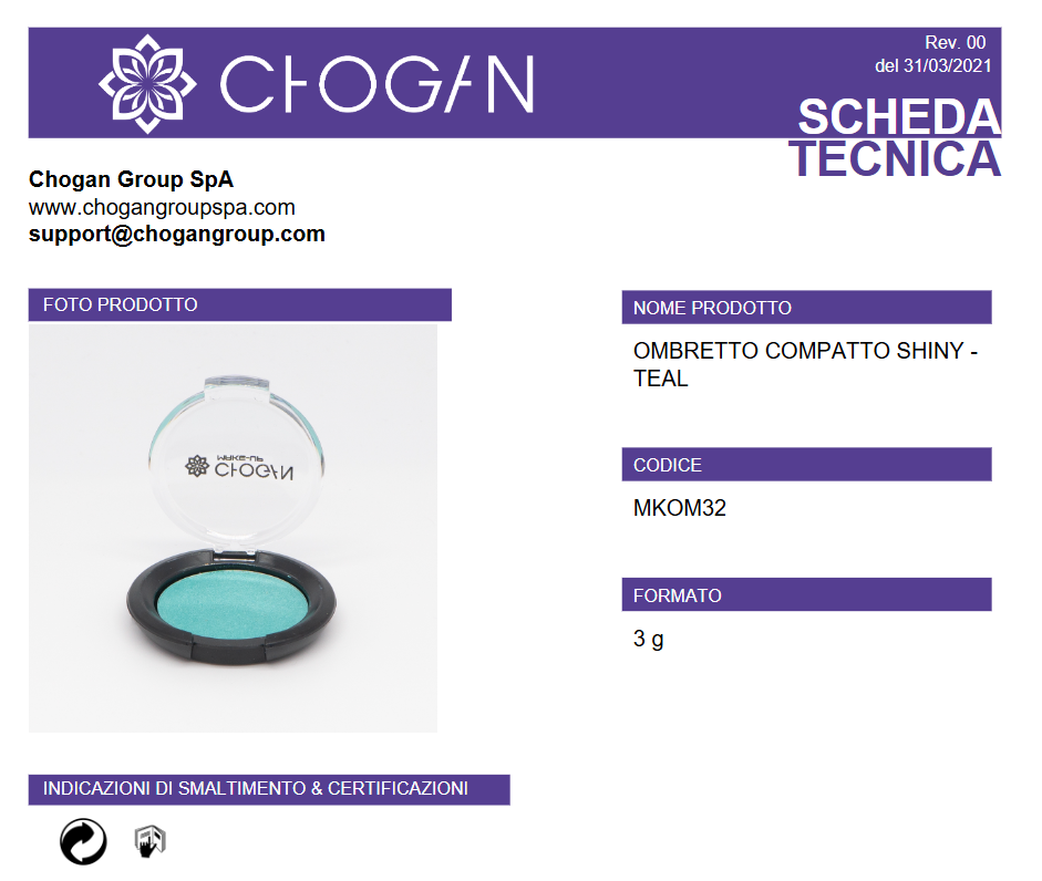 CHOGAN OMBRETTO COMPATTO SHINY - TEAL