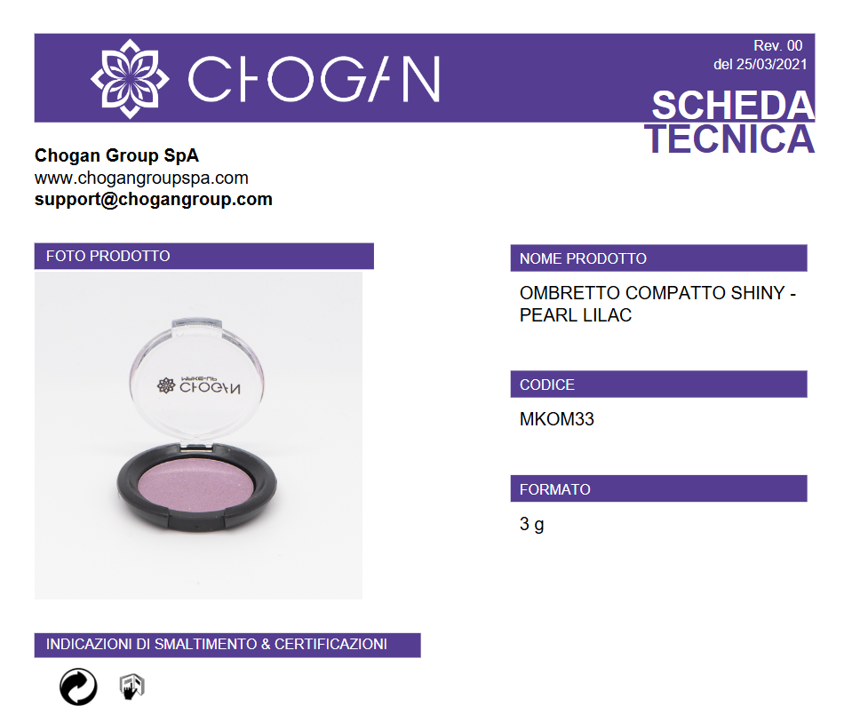 CHOGAN OMBRETTO COMPATTO SHINY - PEARL LILAC