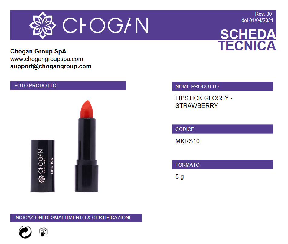 CHOGAN LIPSTICK GLOSSY - STRAWBERRY