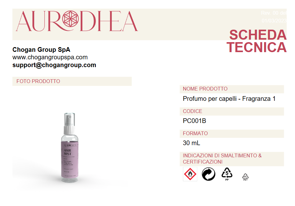 AURODHEA profumo per capelli 30ml -  PC001B