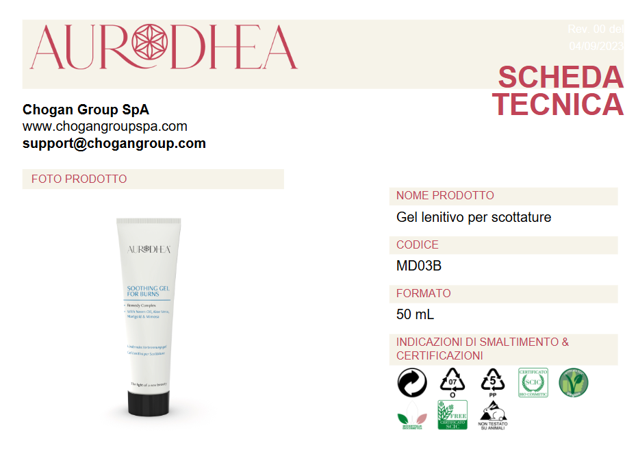 AURODHEA Gel lenitivo per scottature 50ml - cod. MD03B