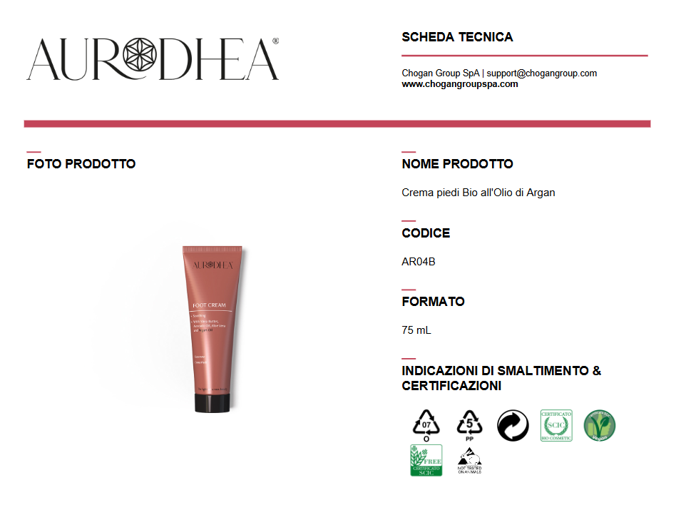 AURODHEA CREMA PIEDI Bio all'Olio di Argan 75ml - AR04B