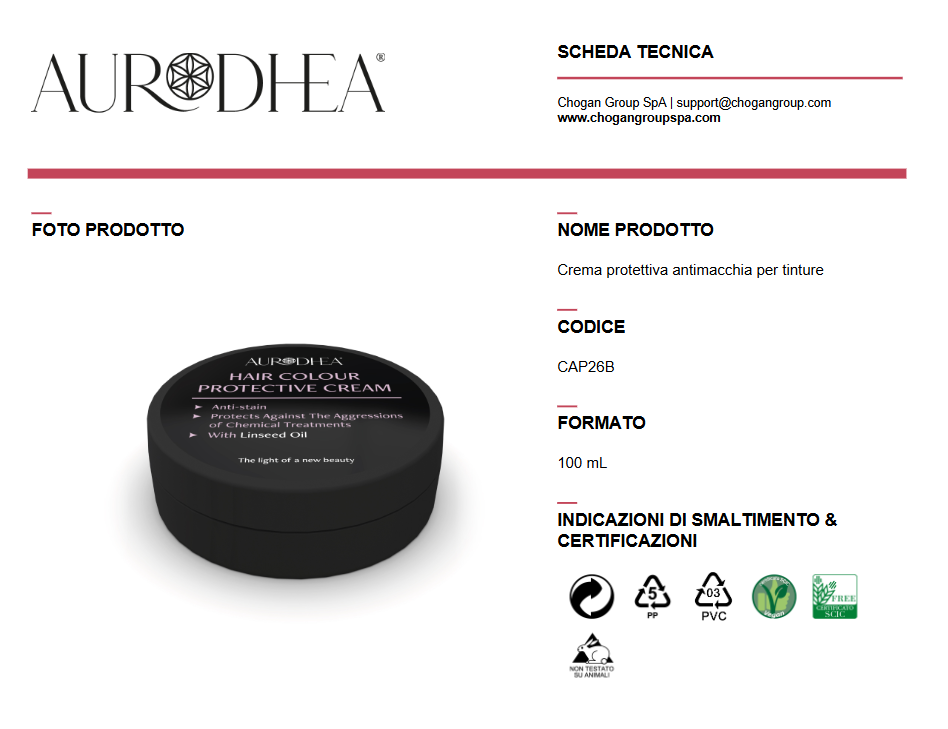 AURODHEA Crema protettiva antimacchia per tinture 100ml - Cod. CAP26B