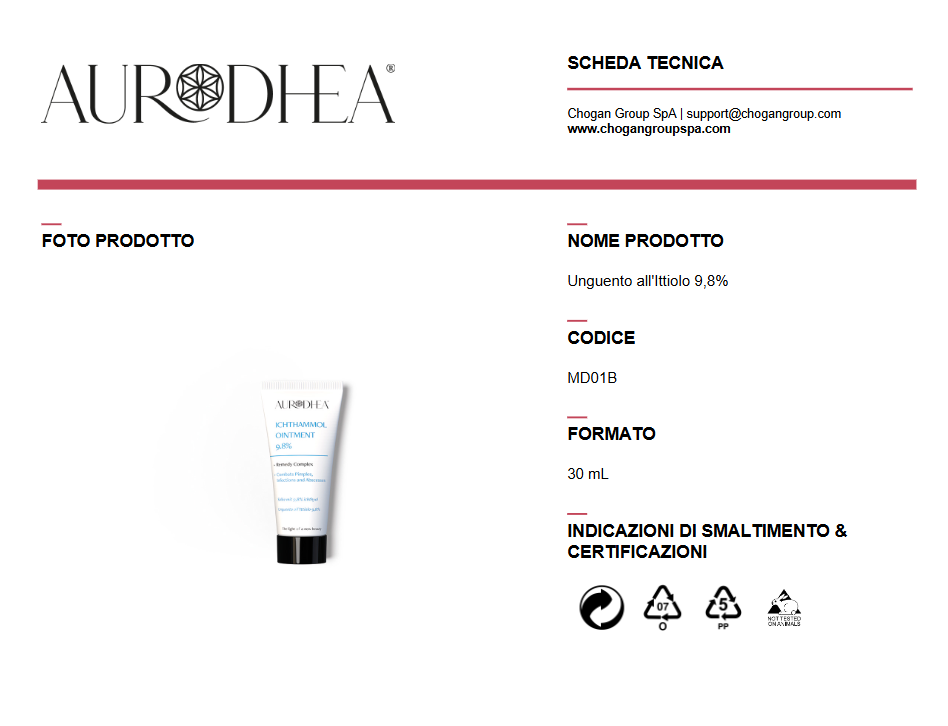 AURODHEA Unguento all'Ittiolo 9,8% 30ml - Cod. MD01B