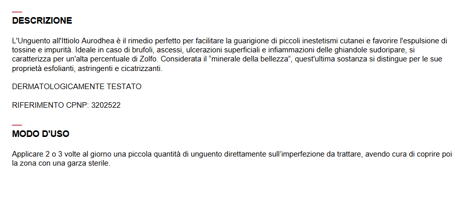 AURODHEA Unguento all'Ittiolo 9,8% 30ml - Cod. MD01B