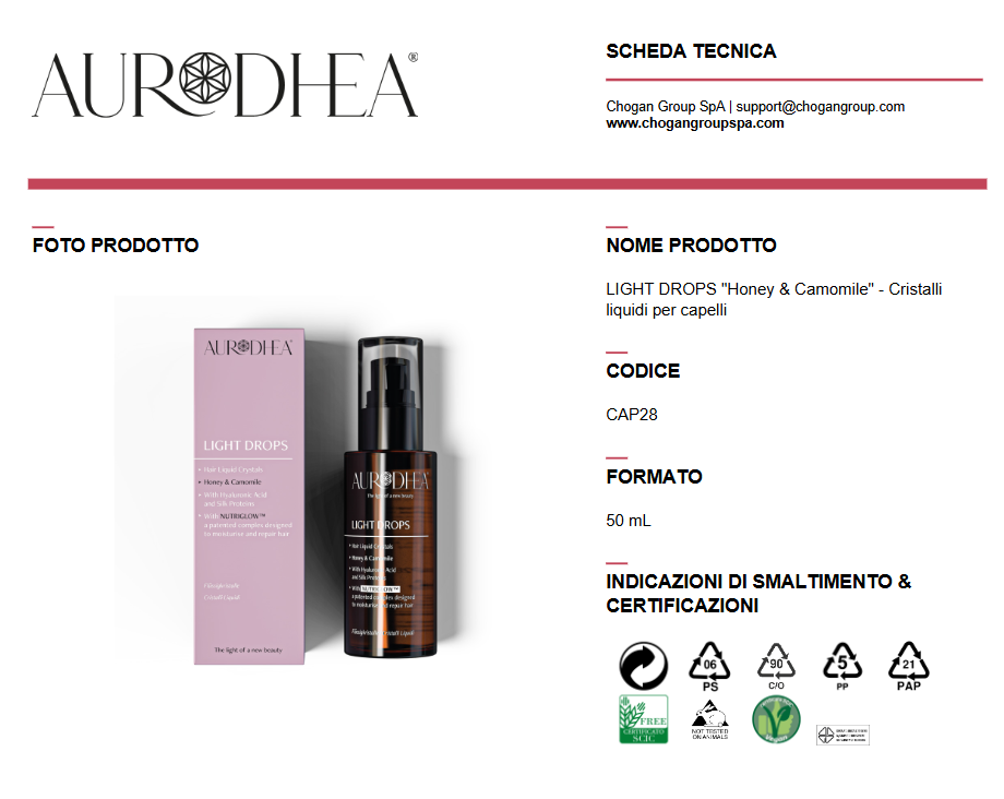 AURODHEA LIGHT DROPS 'Honey & Camomile' - Cristalli liquidi per capelli 50 ml - CAP28