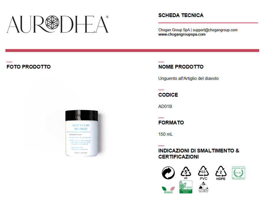 AURODHEA Unguento all'Artiglio del diavolo 150ml - AD01B