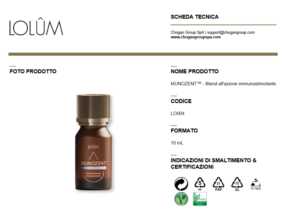 LOLUM MUNOZENT™ - Blend all'azione immunostimolante 10ml - Cod. LO004
