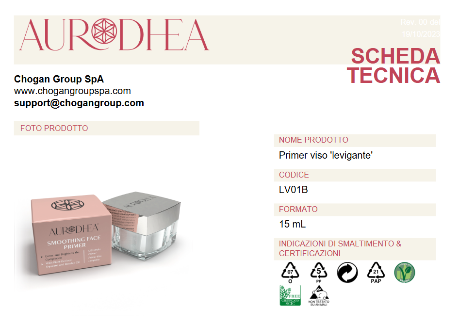 AURODHEA Primer viso 'levigante' 15ml - Cod. LV01B