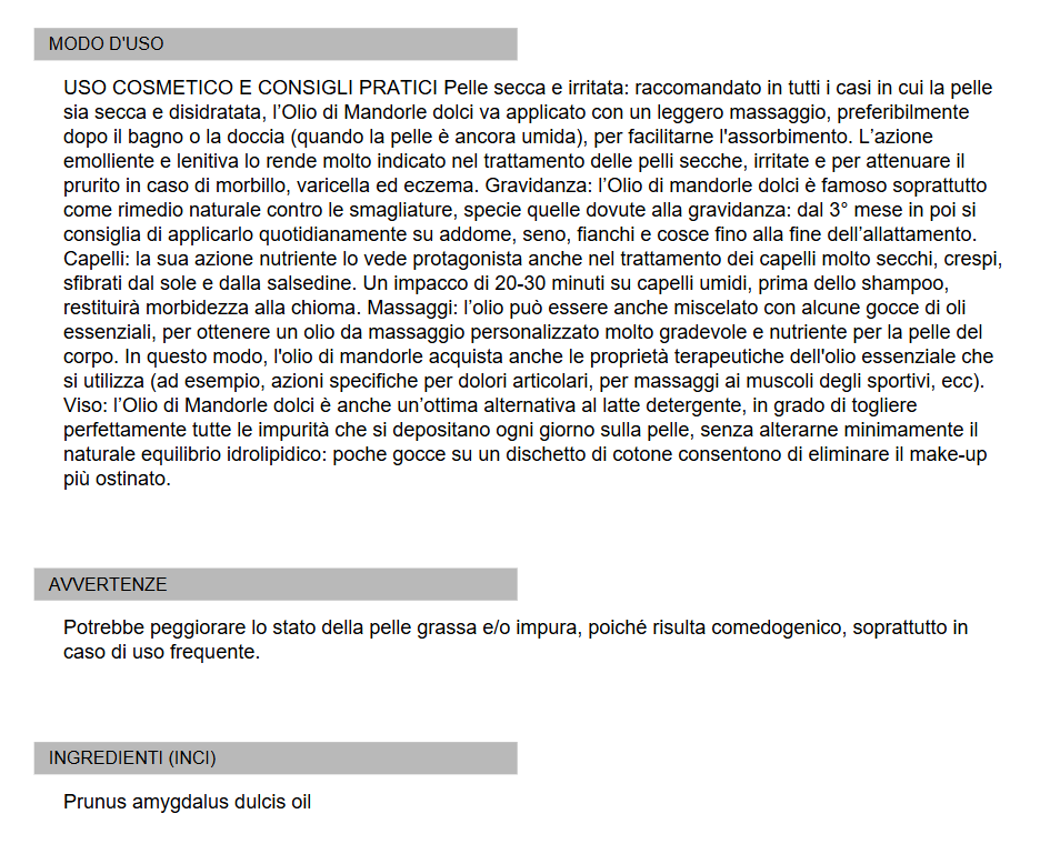 LOLUM Olio purissimo di Mandorle dolci 100ml - Cod. U01B