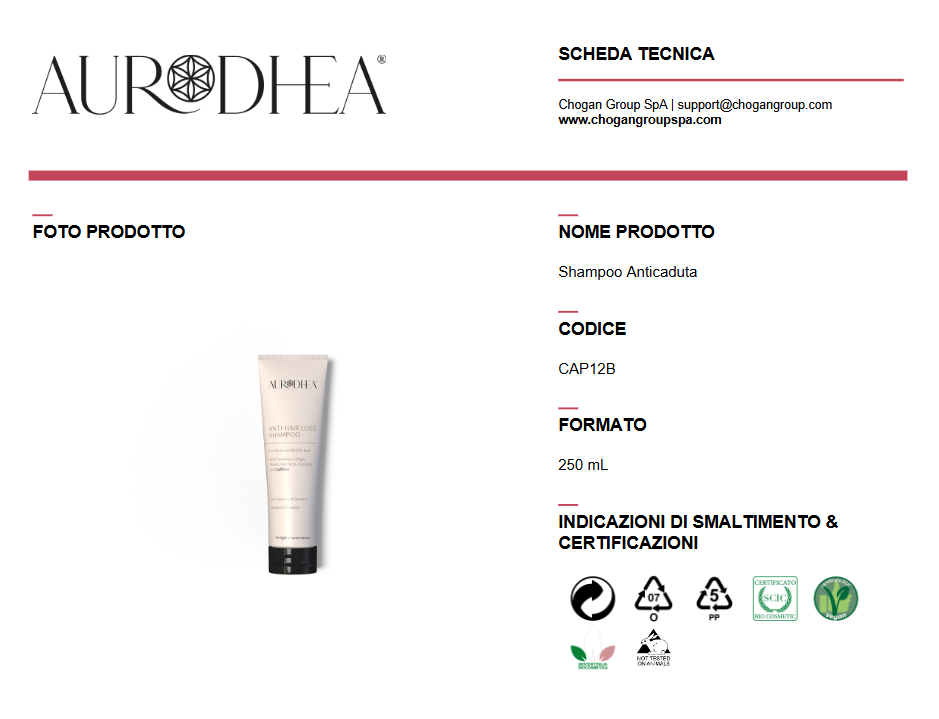AURODHEA Shampoo Anticaduta 250ml - CAP12B