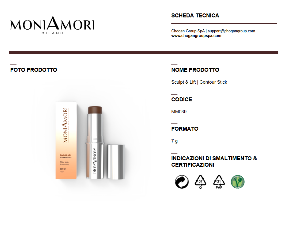 MONIAMORI Sculpt & Lift | Contour Stick - EBONY - Cod. MM039