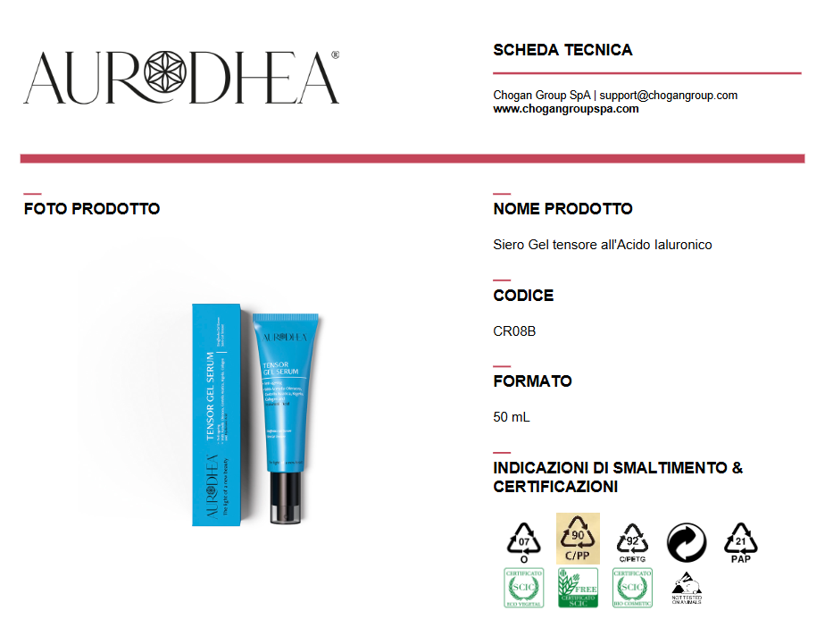 AURODHEA Siero Gel tensore all'Acido Ialuronico 50ml - Cod. CR08B