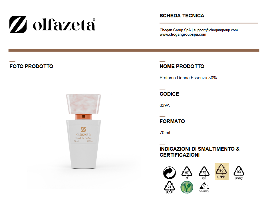 Olfazeta profumo donna 70ml - Cod. 039