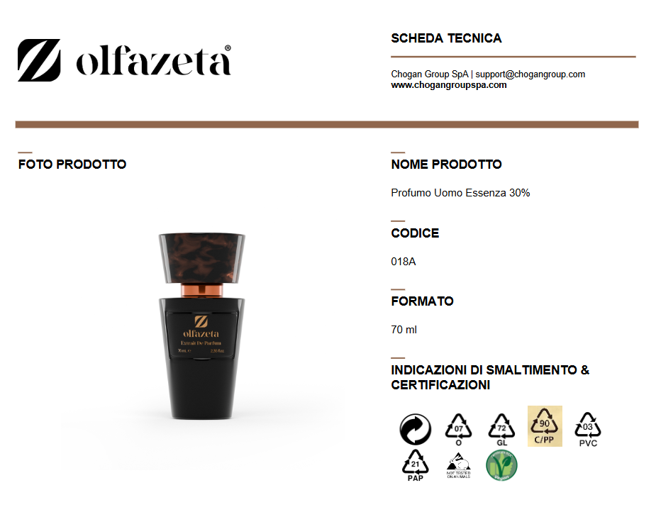 Olfazeta profumo Uomo 70ml - Cod. 018