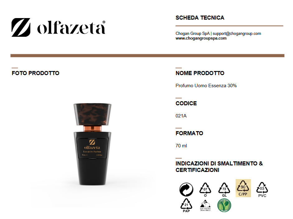 Olfazeta profumo Uomo 70ml - Cod. 021