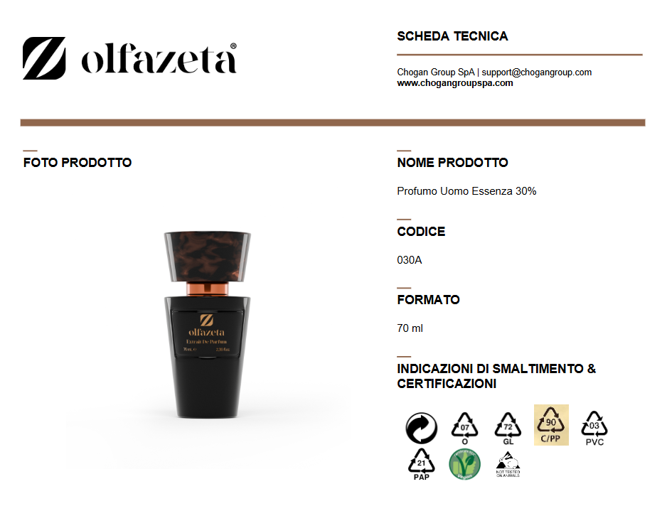 Olfazeta profumo Uomo 70ml - Cod. 030