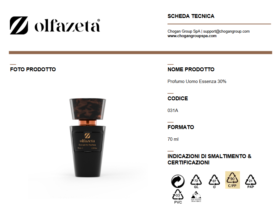 Olfazeta profumo Uomo 70ml - Cod. 031