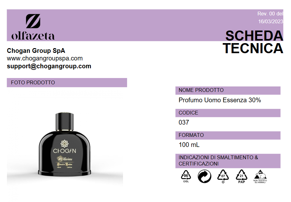 Olfazeta profumo Uomo 100ml- Cod. 037