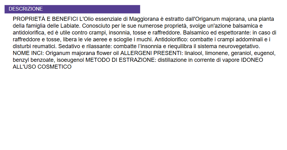 CHOGAN Olio essenziale di Maggiorana 10 ml GLUTEN FREE - Cod. OS16