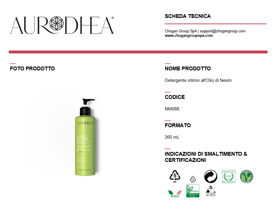 AURODHEA Detergente intimo all'Olio di Neem 260ml - Cod. NM08B