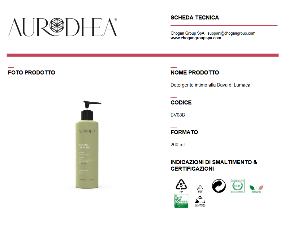 AURODHEA Detergente intimo alla Bava di Lumaca 260ml - Cod. NM08B (Copia)