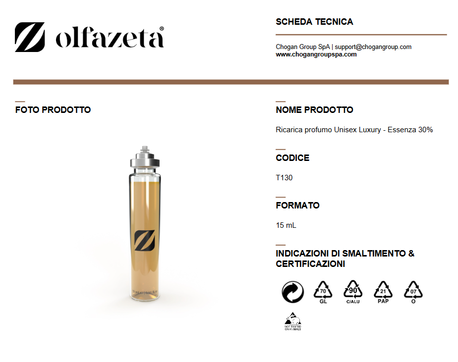 Olfazeta ricarica profumo Unisex Luxury 15ml - cod. T130