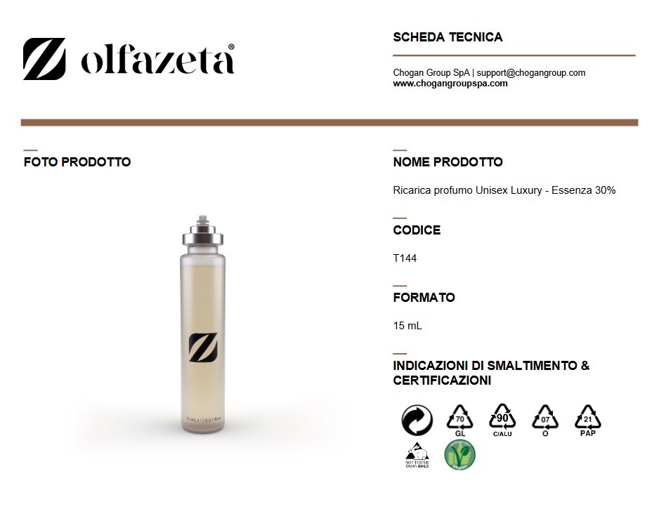Olfazeta ricarica profumo Unisex Luxury 15ml - cod. T144